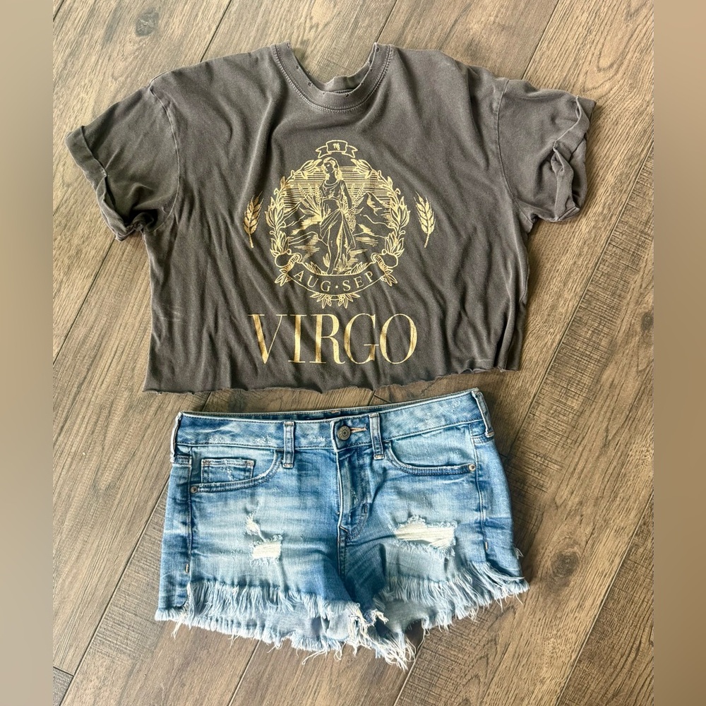 Cropped Girl Dangerous LA Virgo Collegiate Distressed Graphic Tee XS